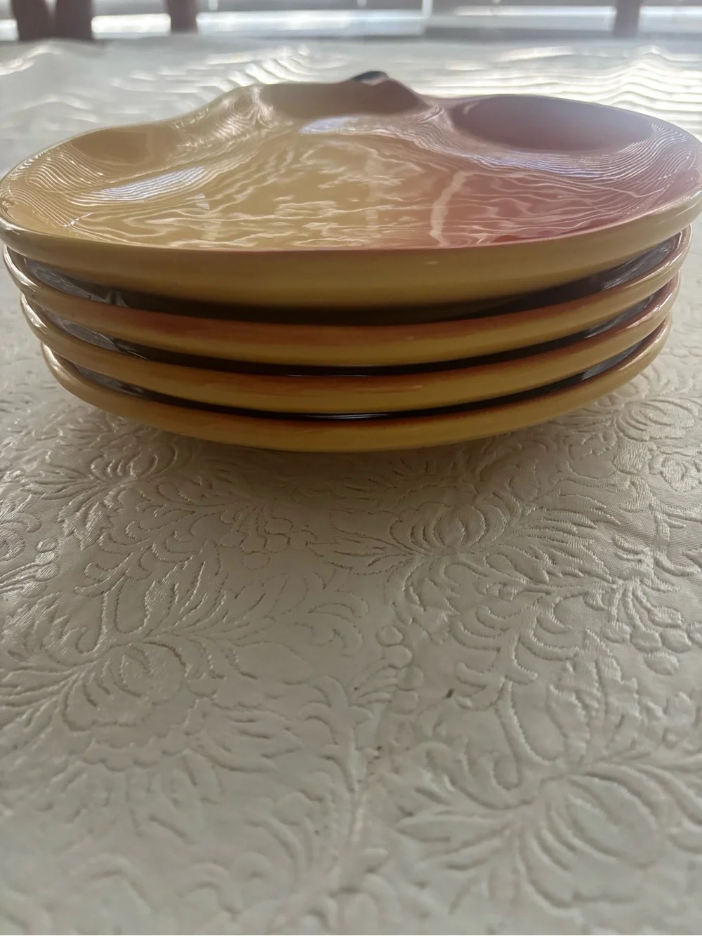 Set of 4 Vintage Pottery Barn Yellow-Orange Pear-Shaped Ceramic Serving Plates